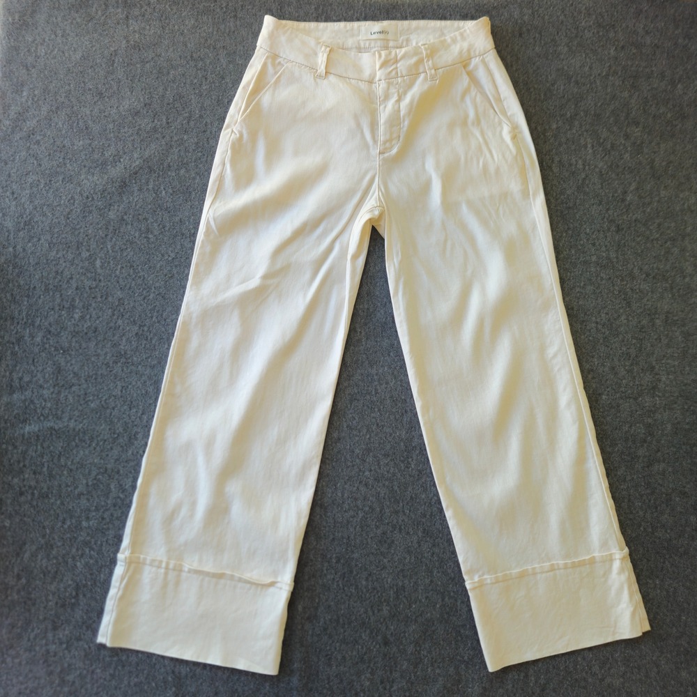 Level 99 Linen Pants Size 25 Cream Wide Leg Coastal Grandma Quiet Luxury Resort